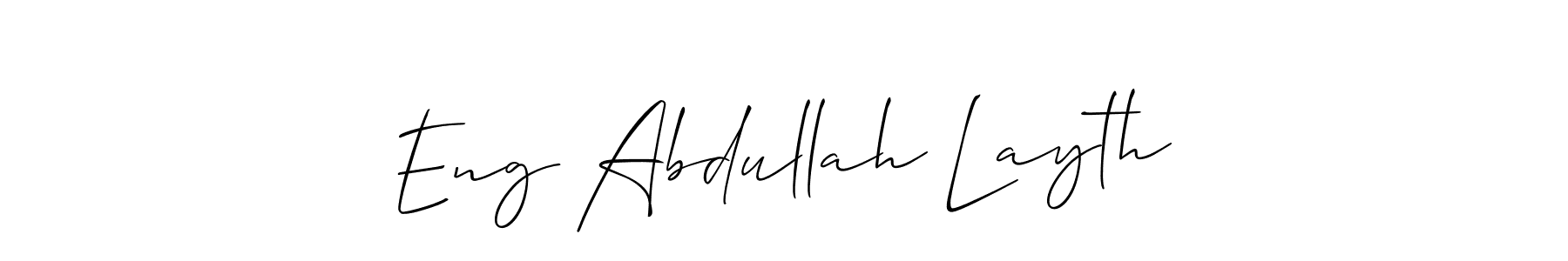 Make a short Eng Abdullah Layth signature style. Manage your documents anywhere anytime using Allison_Script. Create and add eSignatures, submit forms, share and send files easily. Eng Abdullah Layth signature style 2 images and pictures png