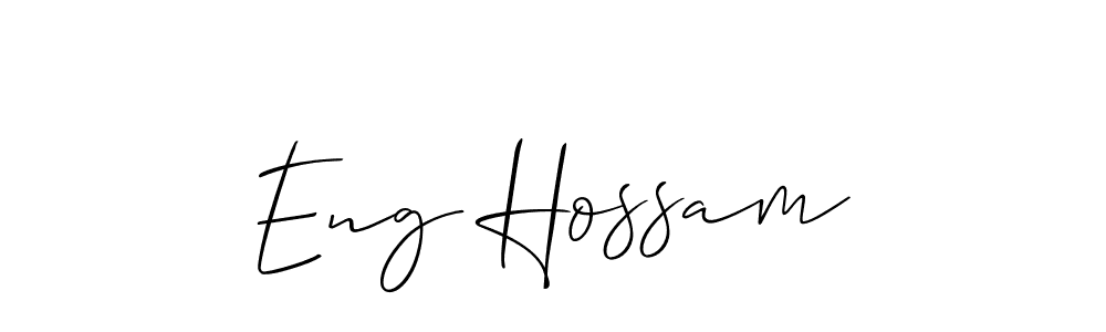 The best way (Allison_Script) to make a short signature is to pick only two or three words in your name. The name Eng Hossam include a total of six letters. For converting this name. Eng Hossam signature style 2 images and pictures png