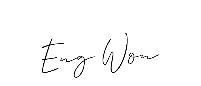 How to make Eng Won name signature. Use Allison_Script style for creating short signs online. This is the latest handwritten sign. Eng Won signature style 2 images and pictures png