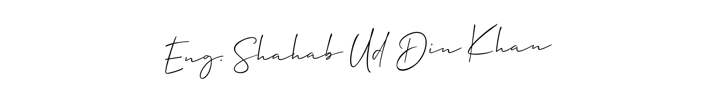 This is the best signature style for the Eng. Shahab Ud Din Khan name. Also you like these signature font (Allison_Script). Mix name signature. Eng. Shahab Ud Din Khan signature style 2 images and pictures png