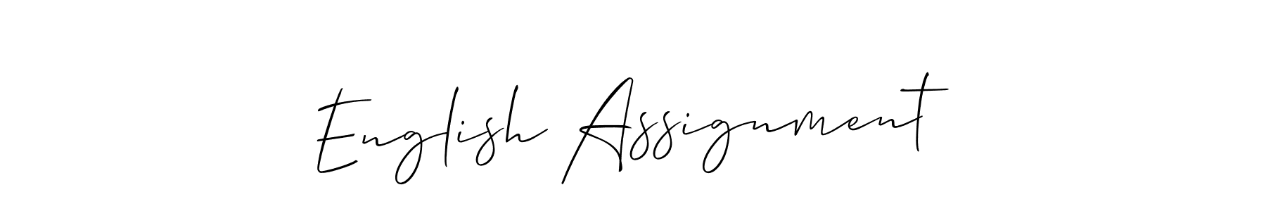 Create a beautiful signature design for name English Assignment. With this signature (Allison_Script) fonts, you can make a handwritten signature for free. English Assignment signature style 2 images and pictures png