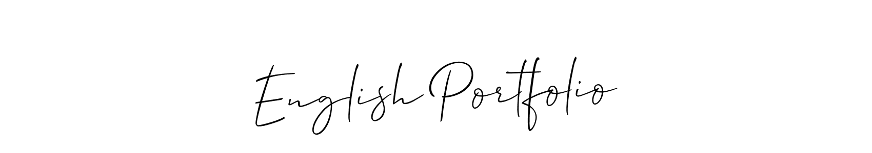 Use a signature maker to create a handwritten signature online. With this signature software, you can design (Allison_Script) your own signature for name English Portfolio. English Portfolio signature style 2 images and pictures png