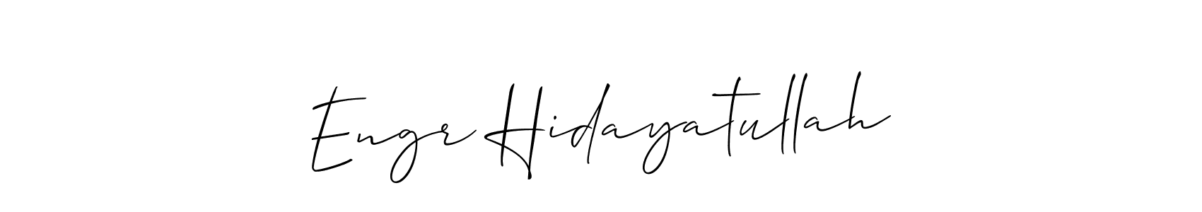 Also You can easily find your signature by using the search form. We will create Engr Hidayatullah name handwritten signature images for you free of cost using Allison_Script sign style. Engr Hidayatullah signature style 2 images and pictures png