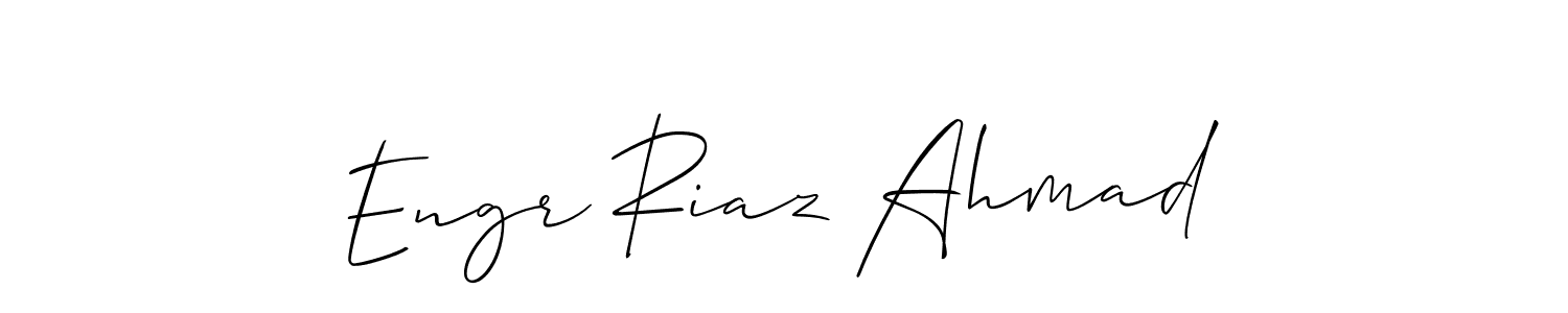 How to make Engr Riaz Ahmad name signature. Use Allison_Script style for creating short signs online. This is the latest handwritten sign. Engr Riaz Ahmad signature style 2 images and pictures png