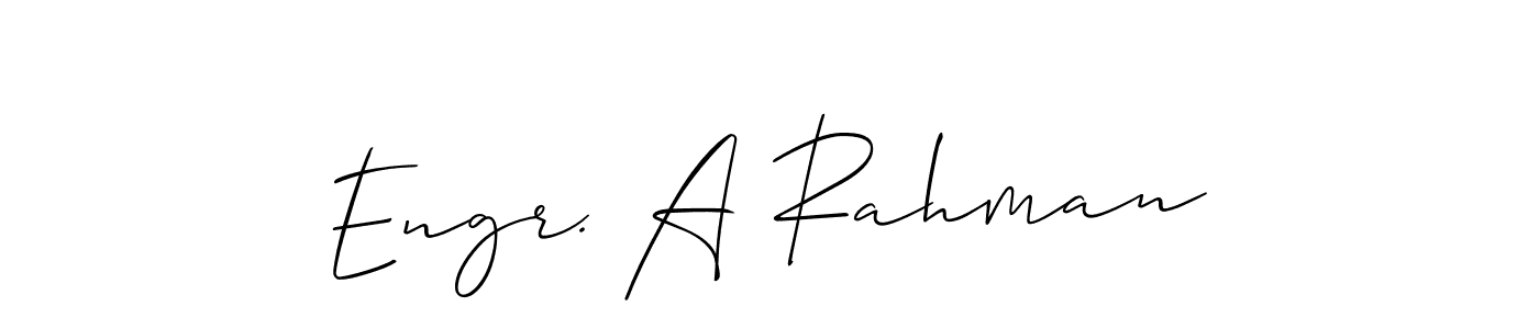 Similarly Allison_Script is the best handwritten signature design. Signature creator online .You can use it as an online autograph creator for name Engr. A Rahman. Engr. A Rahman signature style 2 images and pictures png