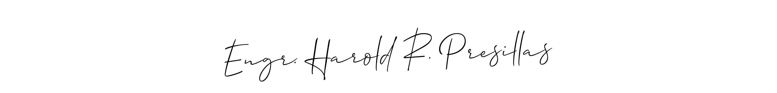 Use a signature maker to create a handwritten signature online. With this signature software, you can design (Allison_Script) your own signature for name Engr. Harold R. Presillas. Engr. Harold R. Presillas signature style 2 images and pictures png