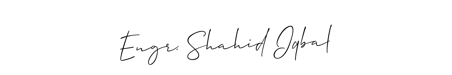 How to make Engr. Shahid Iqbal name signature. Use Allison_Script style for creating short signs online. This is the latest handwritten sign. Engr. Shahid Iqbal signature style 2 images and pictures png