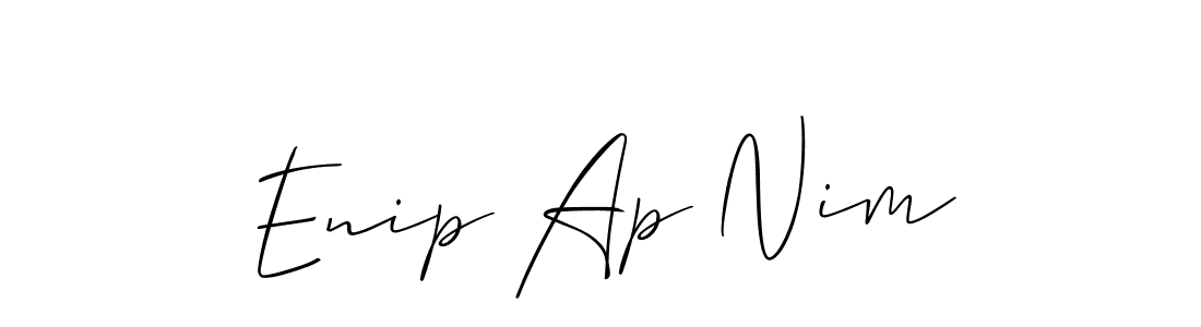 Make a beautiful signature design for name Enip Ap Nim. With this signature (Allison_Script) style, you can create a handwritten signature for free. Enip Ap Nim signature style 2 images and pictures png