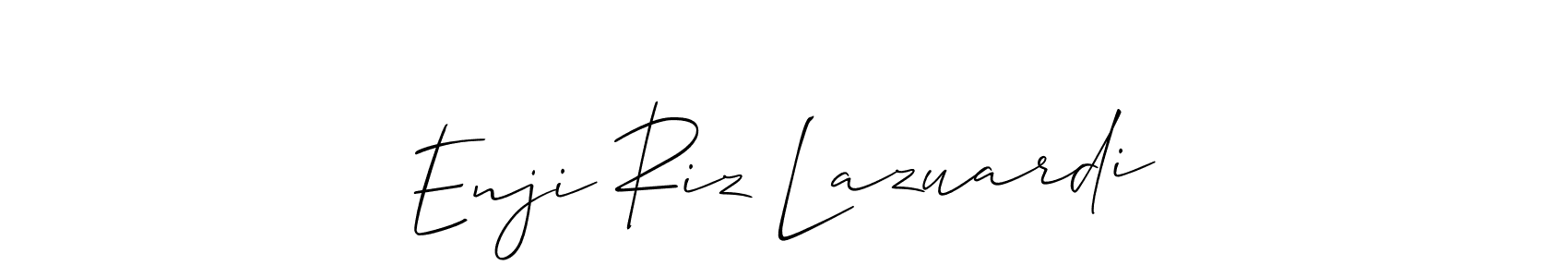Allison_Script is a professional signature style that is perfect for those who want to add a touch of class to their signature. It is also a great choice for those who want to make their signature more unique. Get Enji Riz Lazuardi name to fancy signature for free. Enji Riz Lazuardi signature style 2 images and pictures png