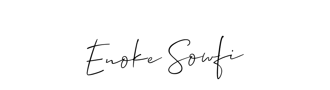 It looks lik you need a new signature style for name Enoke Sowfi. Design unique handwritten (Allison_Script) signature with our free signature maker in just a few clicks. Enoke Sowfi signature style 2 images and pictures png