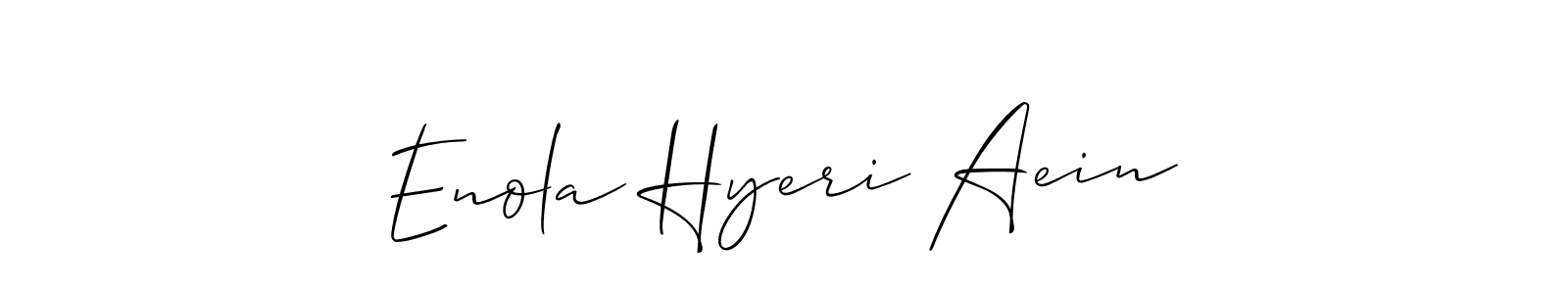 How to make Enola Hyeri Aein signature? Allison_Script is a professional autograph style. Create handwritten signature for Enola Hyeri Aein name. Enola Hyeri Aein signature style 2 images and pictures png
