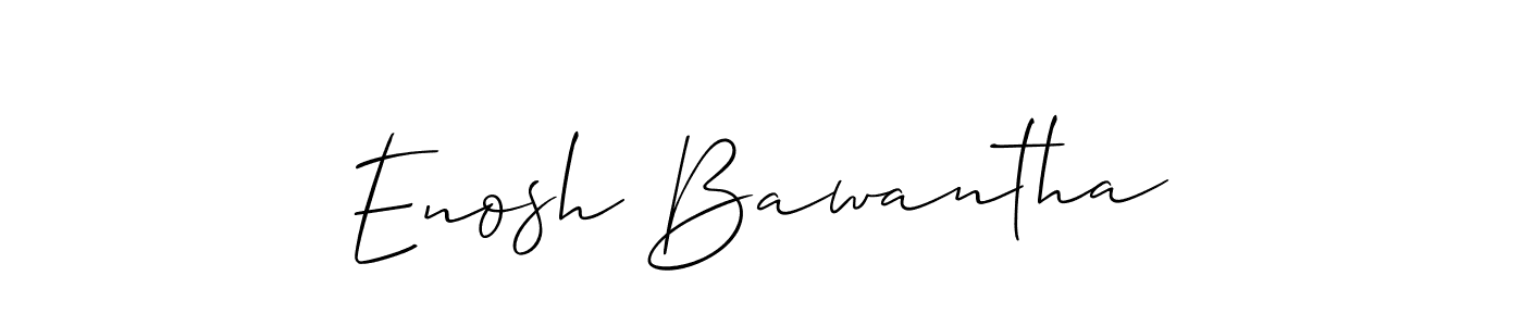 The best way (Allison_Script) to make a short signature is to pick only two or three words in your name. The name Enosh Bawantha include a total of six letters. For converting this name. Enosh Bawantha signature style 2 images and pictures png