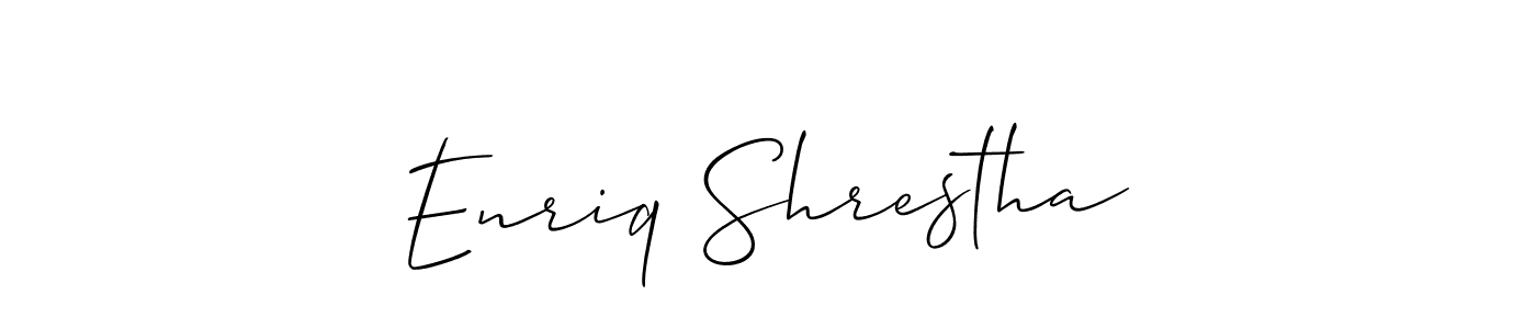 How to Draw Enriq Shrestha signature style? Allison_Script is a latest design signature styles for name Enriq Shrestha. Enriq Shrestha signature style 2 images and pictures png