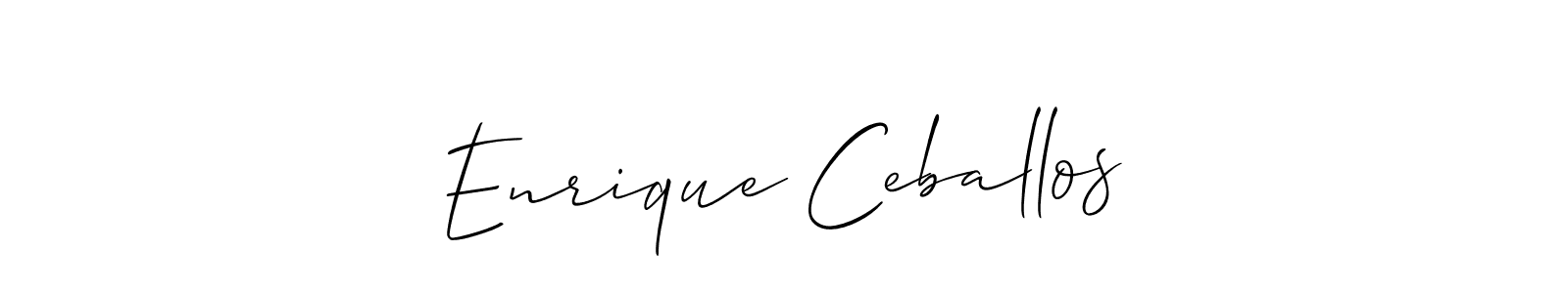 You should practise on your own different ways (Allison_Script) to write your name (Enrique Ceballos) in signature. don't let someone else do it for you. Enrique Ceballos signature style 2 images and pictures png