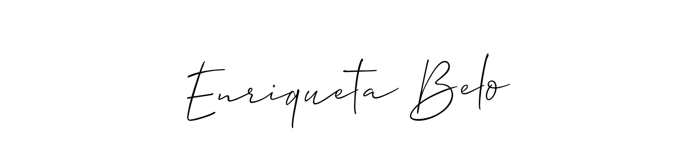 Allison_Script is a professional signature style that is perfect for those who want to add a touch of class to their signature. It is also a great choice for those who want to make their signature more unique. Get Enriqueta Belo name to fancy signature for free. Enriqueta Belo signature style 2 images and pictures png