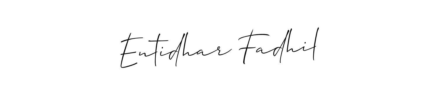 Also You can easily find your signature by using the search form. We will create Entidhar Fadhil name handwritten signature images for you free of cost using Allison_Script sign style. Entidhar Fadhil signature style 2 images and pictures png