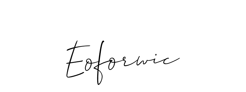The best way (Allison_Script) to make a short signature is to pick only two or three words in your name. The name Eoforwic include a total of six letters. For converting this name. Eoforwic signature style 2 images and pictures png