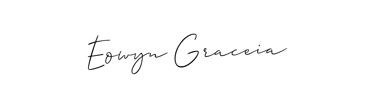 Eowyn Graceia stylish signature style. Best Handwritten Sign (Allison_Script) for my name. Handwritten Signature Collection Ideas for my name Eowyn Graceia. Eowyn Graceia signature style 2 images and pictures png