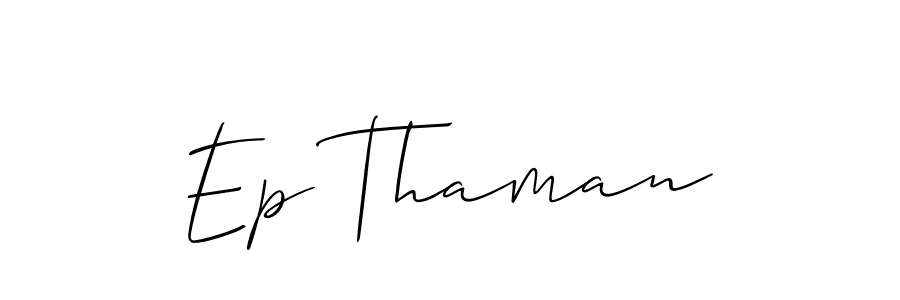 Allison_Script is a professional signature style that is perfect for those who want to add a touch of class to their signature. It is also a great choice for those who want to make their signature more unique. Get Ep Thaman name to fancy signature for free. Ep Thaman signature style 2 images and pictures png