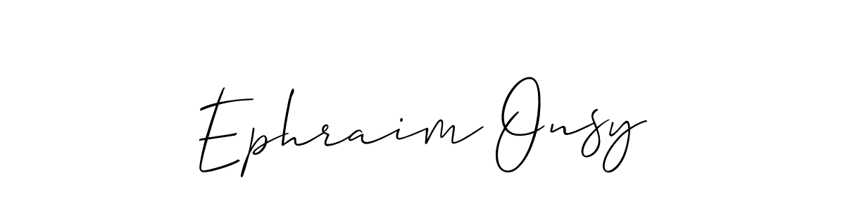 How to make Ephraim Onsy name signature. Use Allison_Script style for creating short signs online. This is the latest handwritten sign. Ephraim Onsy signature style 2 images and pictures png