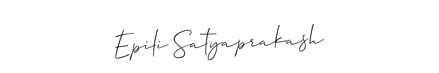 How to make Epili Satyaprakash name signature. Use Allison_Script style for creating short signs online. This is the latest handwritten sign. Epili Satyaprakash signature style 2 images and pictures png