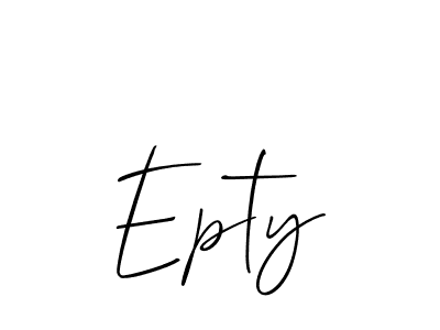 The best way (Allison_Script) to make a short signature is to pick only two or three words in your name. The name Epty include a total of six letters. For converting this name. Epty signature style 2 images and pictures png