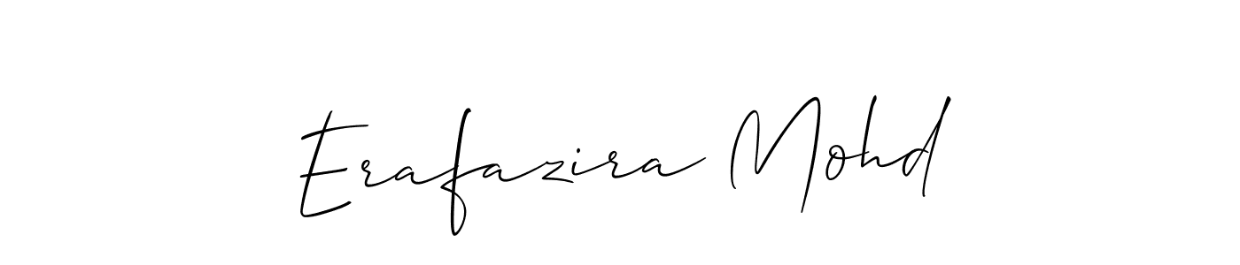 Also we have Erafazira Mohd name is the best signature style. Create professional handwritten signature collection using Allison_Script autograph style. Erafazira Mohd signature style 2 images and pictures png