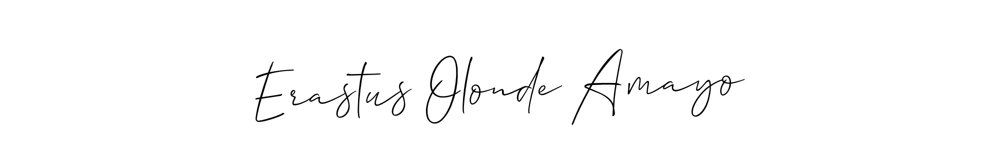 The best way (Allison_Script) to make a short signature is to pick only two or three words in your name. The name Erastus Olonde Amayo include a total of six letters. For converting this name. Erastus Olonde Amayo signature style 2 images and pictures png