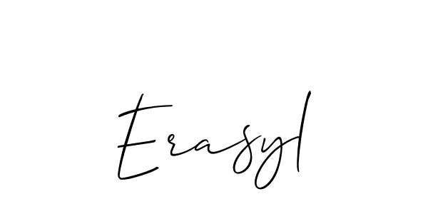 Use a signature maker to create a handwritten signature online. With this signature software, you can design (Allison_Script) your own signature for name Erasyl. Erasyl signature style 2 images and pictures png