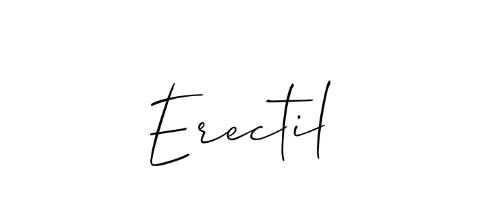 The best way (Allison_Script) to make a short signature is to pick only two or three words in your name. The name Erectil include a total of six letters. For converting this name. Erectil signature style 2 images and pictures png