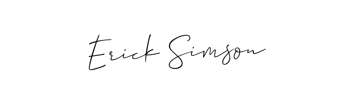 Create a beautiful signature design for name Erick Simson. With this signature (Allison_Script) fonts, you can make a handwritten signature for free. Erick Simson signature style 2 images and pictures png