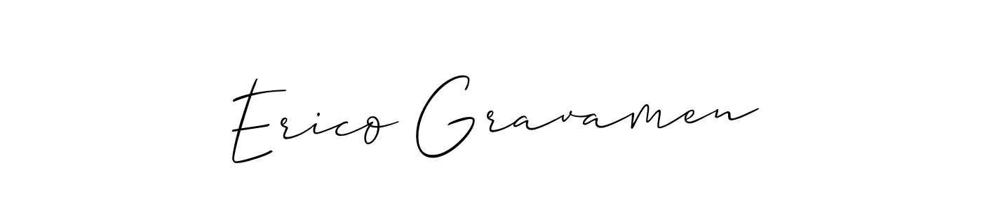 How to make Erico Gravamen name signature. Use Allison_Script style for creating short signs online. This is the latest handwritten sign. Erico Gravamen signature style 2 images and pictures png