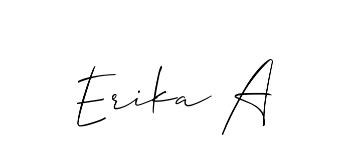 The best way (Allison_Script) to make a short signature is to pick only two or three words in your name. The name Erika A include a total of six letters. For converting this name. Erika A signature style 2 images and pictures png