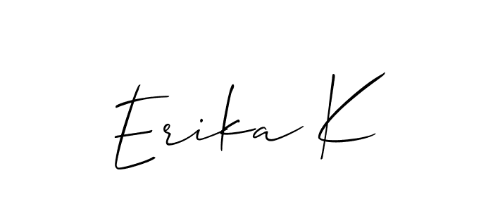 How to make Erika K name signature. Use Allison_Script style for creating short signs online. This is the latest handwritten sign. Erika K signature style 2 images and pictures png