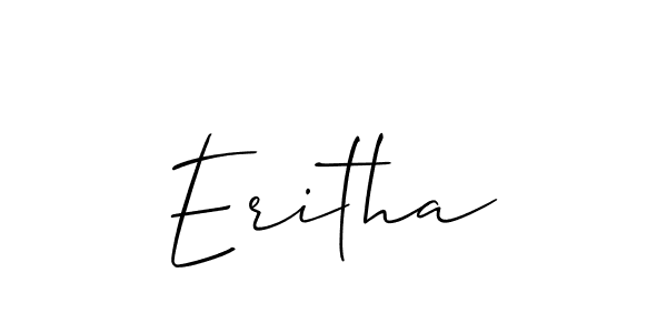 The best way (Allison_Script) to make a short signature is to pick only two or three words in your name. The name Eritha include a total of six letters. For converting this name. Eritha signature style 2 images and pictures png