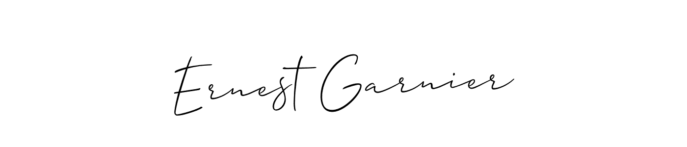 You should practise on your own different ways (Allison_Script) to write your name (Ernest Garnier) in signature. don't let someone else do it for you. Ernest Garnier signature style 2 images and pictures png