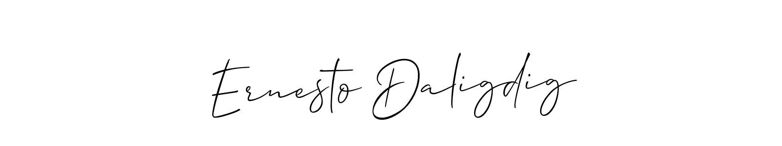 You should practise on your own different ways (Allison_Script) to write your name (Ernesto Daligdig) in signature. don't let someone else do it for you. Ernesto Daligdig signature style 2 images and pictures png