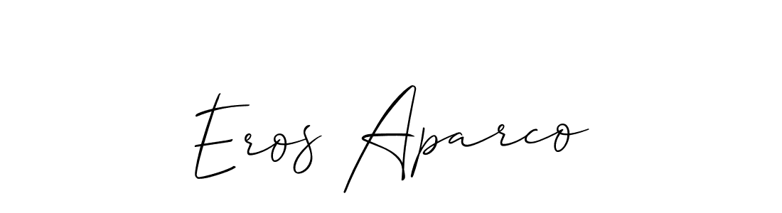 The best way (Allison_Script) to make a short signature is to pick only two or three words in your name. The name Eros Aparco include a total of six letters. For converting this name. Eros Aparco signature style 2 images and pictures png