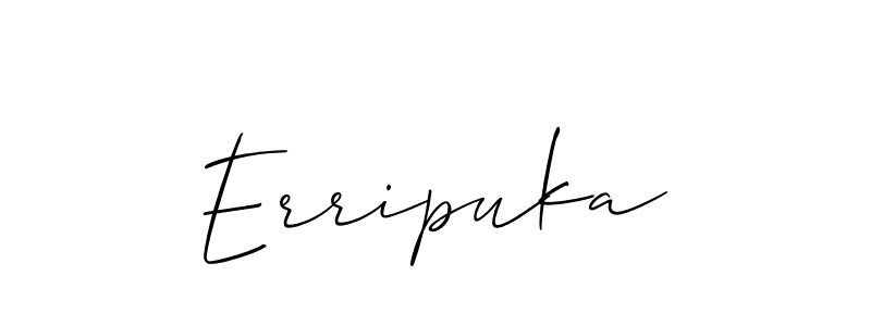 Allison_Script is a professional signature style that is perfect for those who want to add a touch of class to their signature. It is also a great choice for those who want to make their signature more unique. Get Erripuka name to fancy signature for free. Erripuka signature style 2 images and pictures png