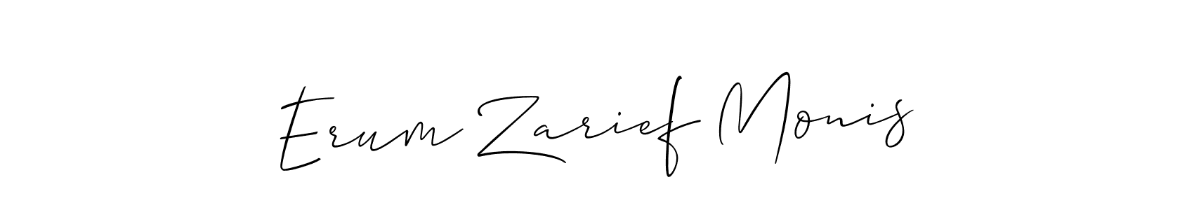 Allison_Script is a professional signature style that is perfect for those who want to add a touch of class to their signature. It is also a great choice for those who want to make their signature more unique. Get Erum Zarief Monis name to fancy signature for free. Erum Zarief Monis signature style 2 images and pictures png