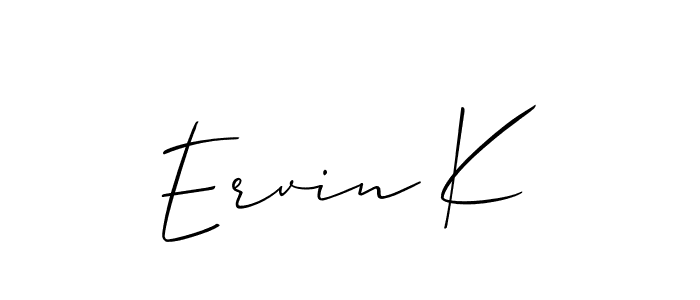 The best way (Allison_Script) to make a short signature is to pick only two or three words in your name. The name Ervin K include a total of six letters. For converting this name. Ervin K signature style 2 images and pictures png