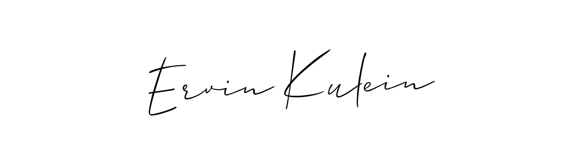 The best way (Allison_Script) to make a short signature is to pick only two or three words in your name. The name Ervin Kulein include a total of six letters. For converting this name. Ervin Kulein signature style 2 images and pictures png
