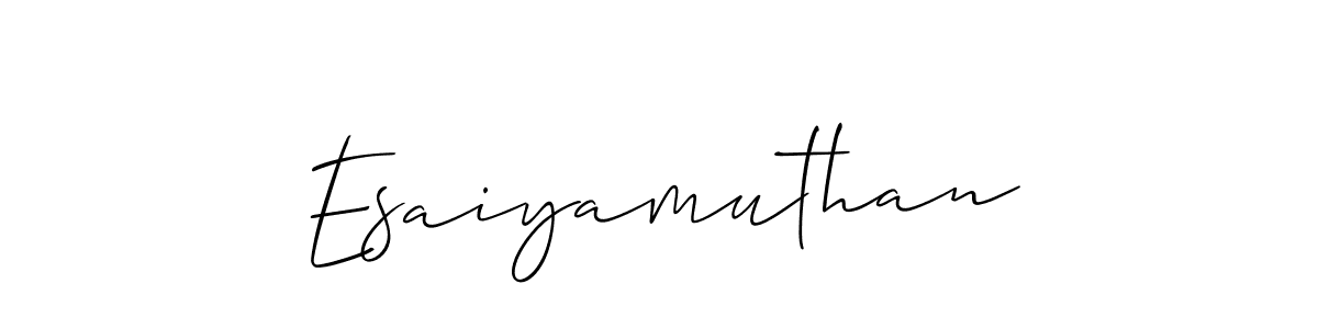 The best way (Allison_Script) to make a short signature is to pick only two or three words in your name. The name Esaiyamuthan include a total of six letters. For converting this name. Esaiyamuthan signature style 2 images and pictures png