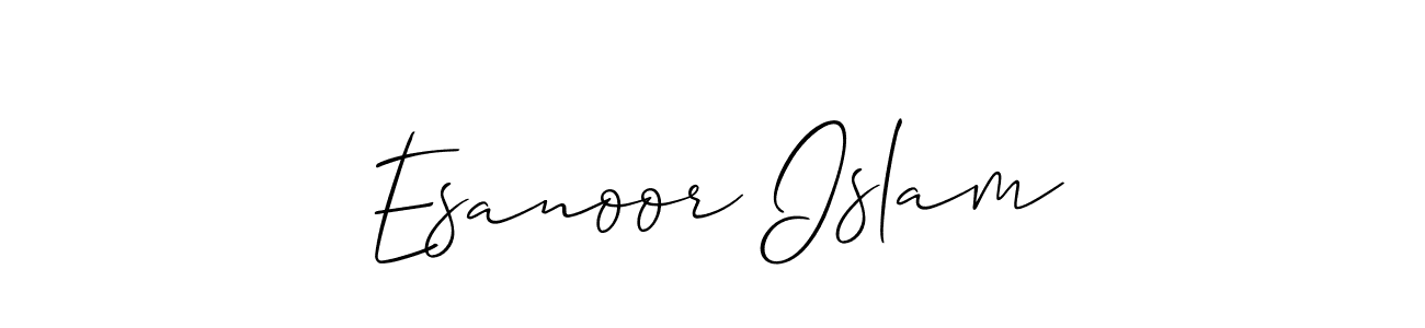 Also You can easily find your signature by using the search form. We will create Esanoor Islam name handwritten signature images for you free of cost using Allison_Script sign style. Esanoor Islam signature style 2 images and pictures png