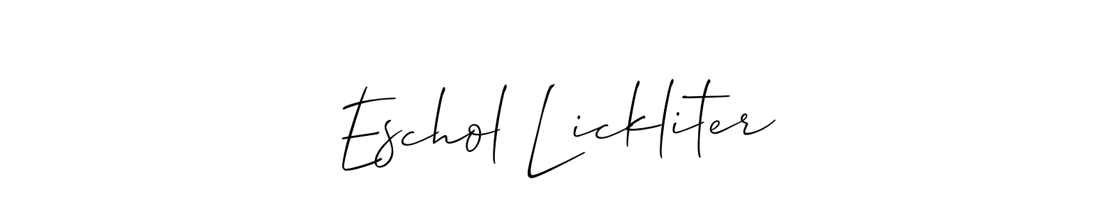 Use a signature maker to create a handwritten signature online. With this signature software, you can design (Allison_Script) your own signature for name Eschol Lickliter. Eschol Lickliter signature style 2 images and pictures png