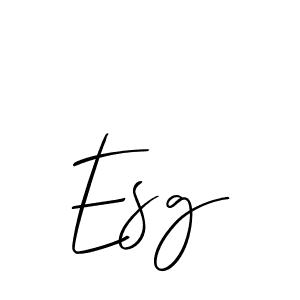 The best way (Allison_Script) to make a short signature is to pick only two or three words in your name. The name Esg include a total of six letters. For converting this name. Esg signature style 2 images and pictures png