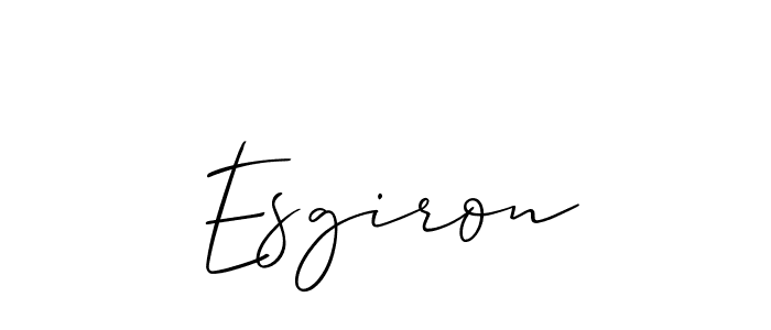 Make a short Esgiron signature style. Manage your documents anywhere anytime using Allison_Script. Create and add eSignatures, submit forms, share and send files easily. Esgiron signature style 2 images and pictures png