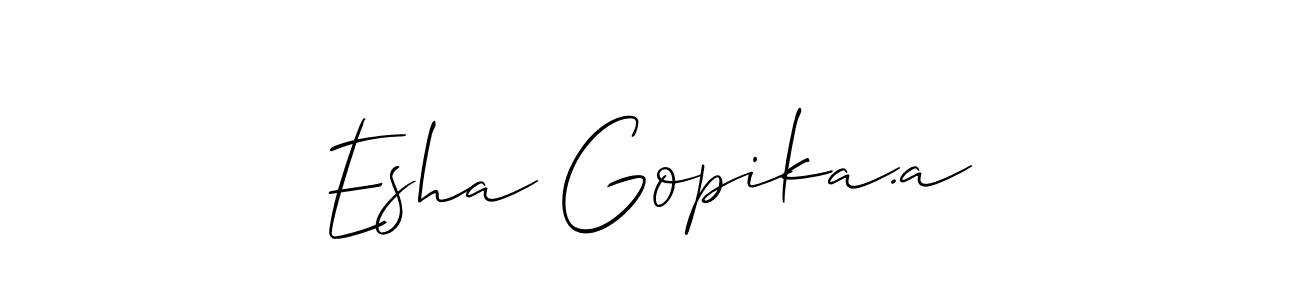 Use a signature maker to create a handwritten signature online. With this signature software, you can design (Allison_Script) your own signature for name Esha Gopika.a. Esha Gopika.a signature style 2 images and pictures png