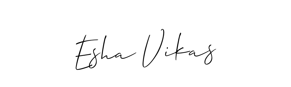 Allison_Script is a professional signature style that is perfect for those who want to add a touch of class to their signature. It is also a great choice for those who want to make their signature more unique. Get Esha Vikas name to fancy signature for free. Esha Vikas signature style 2 images and pictures png