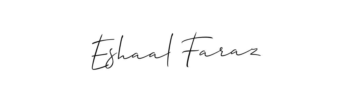 This is the best signature style for the Eshaal Faraz name. Also you like these signature font (Allison_Script). Mix name signature. Eshaal Faraz signature style 2 images and pictures png